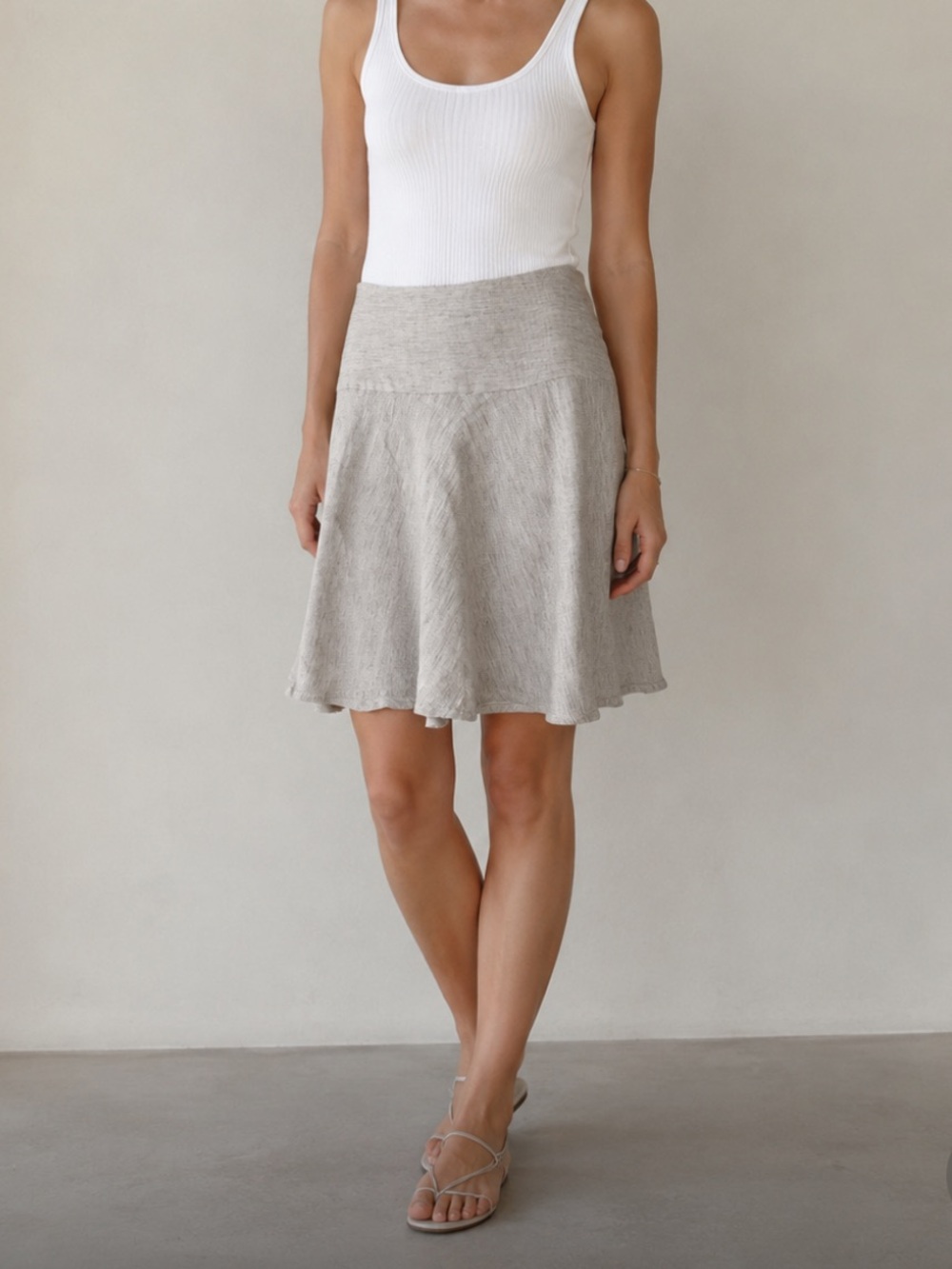 CAbi Luna Linen One Fine Day Taupe Circle Skirt